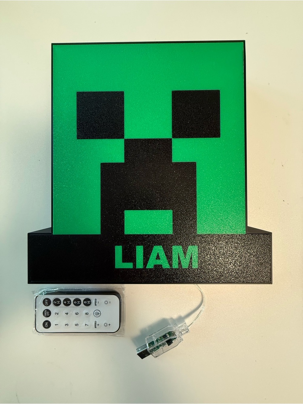 Personalized Creeper Night Light - Green & Black